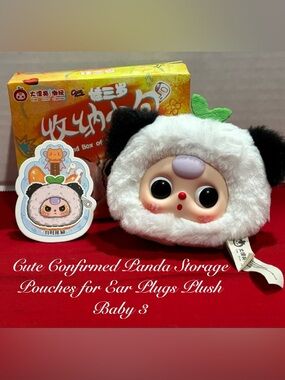 CUTE CONFIRMED PANDA STORAGE POUCH FOR EAR PLUGS WITH ZIPPER BABY3 PLUSH